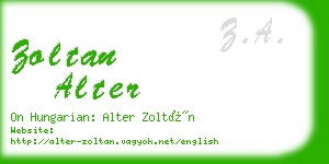 zoltan alter business card